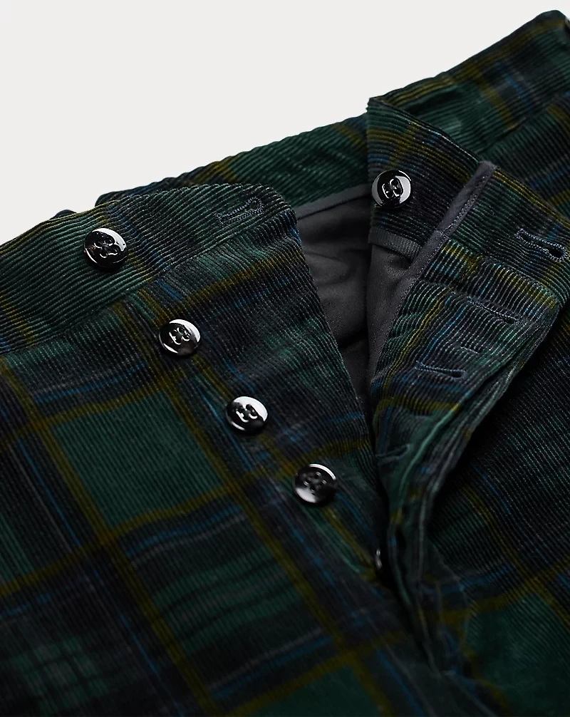 Slim Fit Plaid Corduroy Tuxedo Trouser