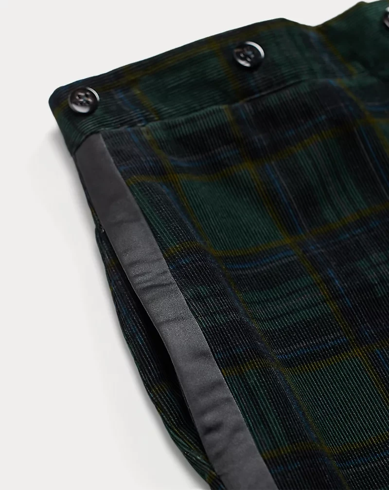 Slim Fit Plaid Corduroy Tuxedo Trouser