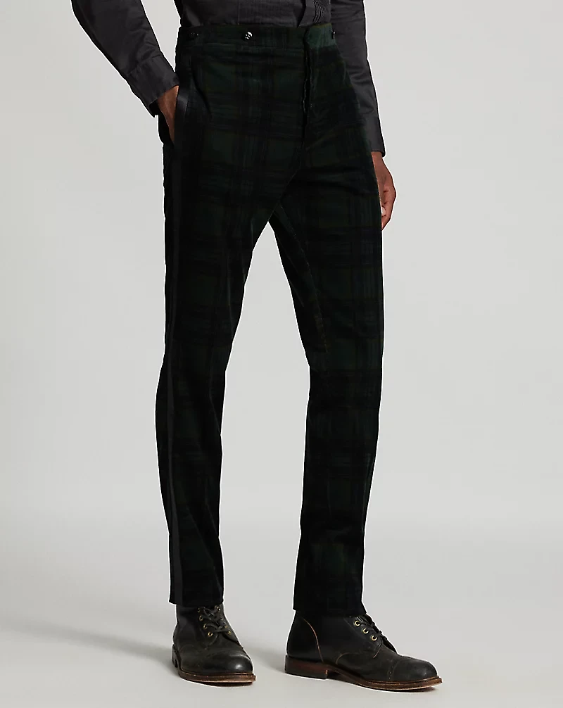 Slim Fit Plaid Corduroy Tuxedo Trouser