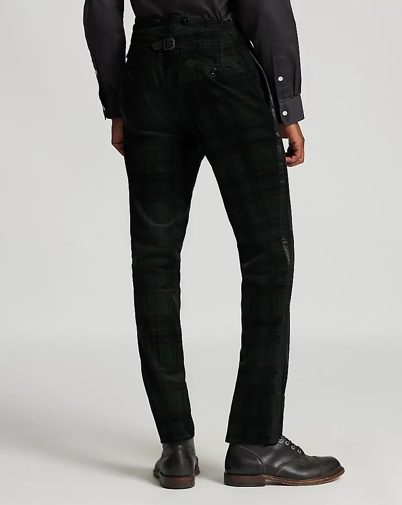 Slim Fit Plaid Corduroy Tuxedo Trouser