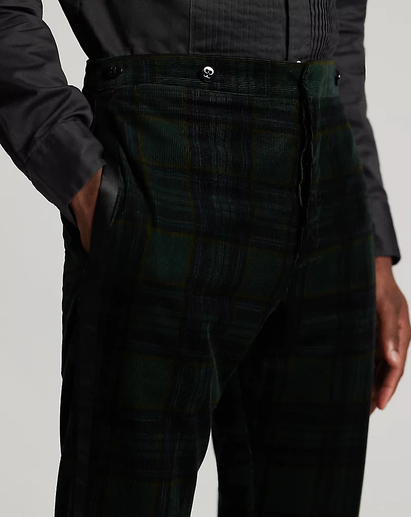 Slim Fit Plaid Corduroy Tuxedo Trouser