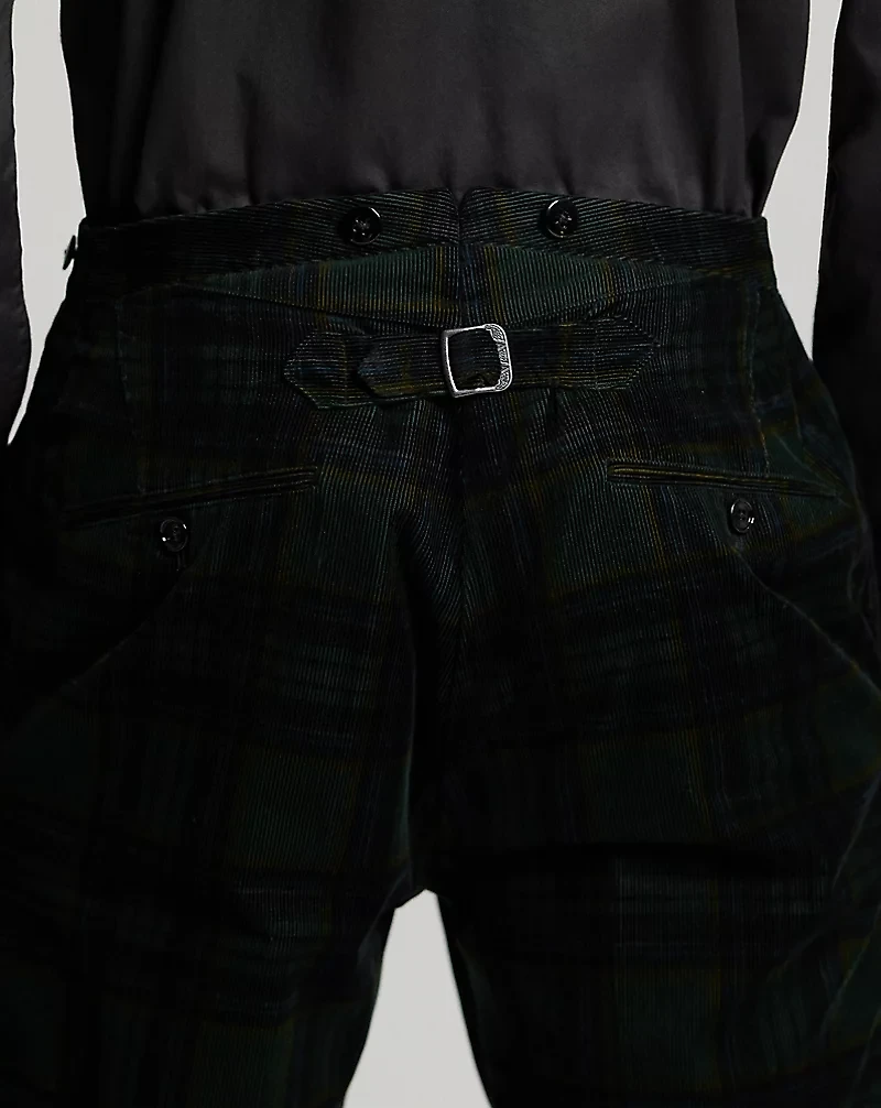 Slim Fit Plaid Corduroy Tuxedo Trouser