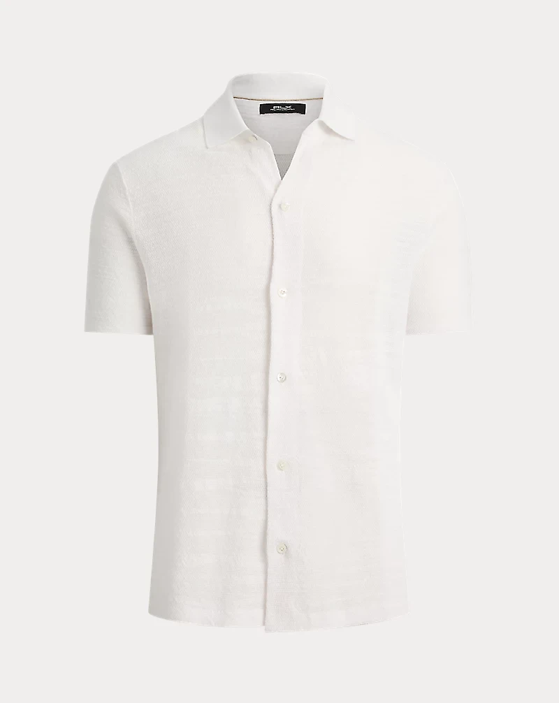 Cotton-Linen Short-Sleeve Cardigan