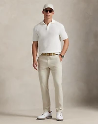 Waffle-Knit Cotton Polo-Collar Sweater
