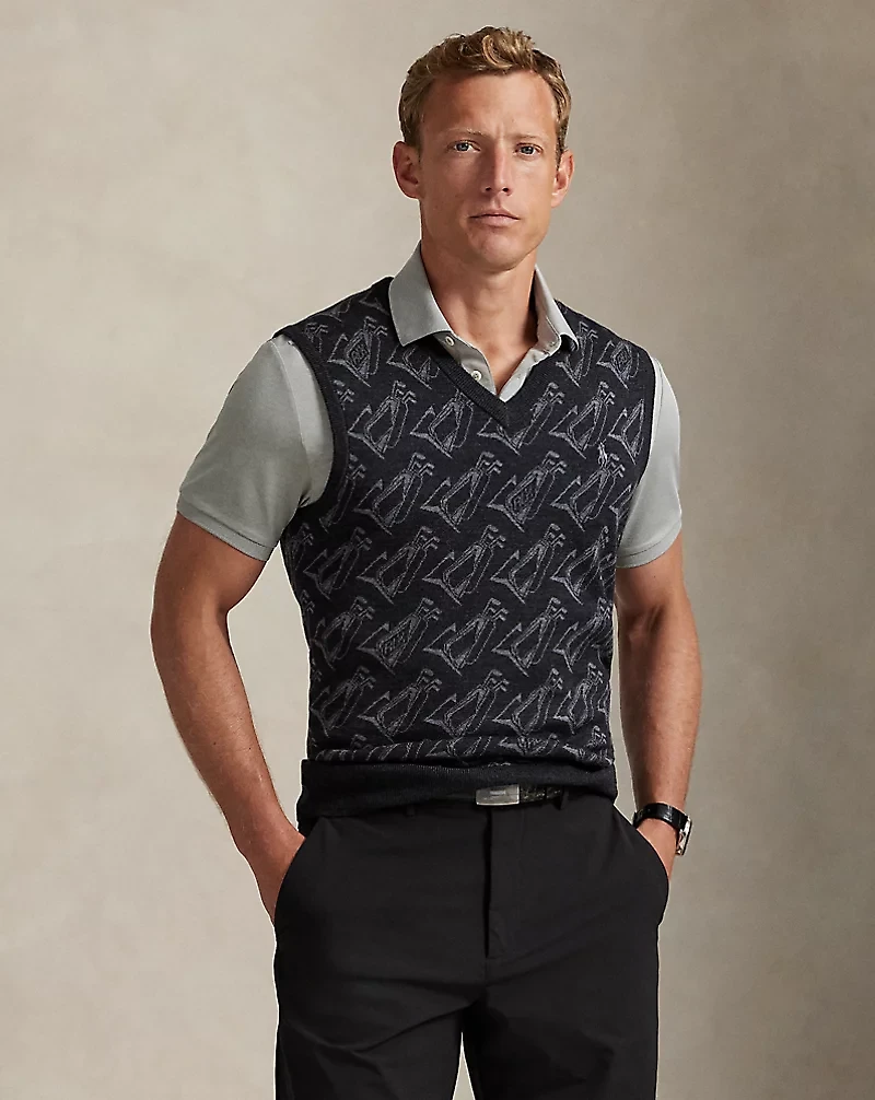 Golf-Motif Performance Sweater Vest