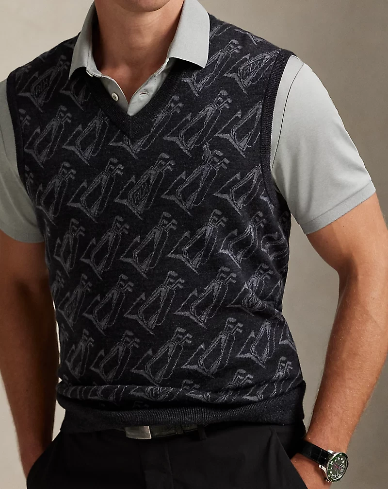 Golf-Motif Performance Sweater Vest