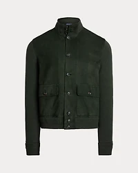 Suede-Front Cashmere Cardigan