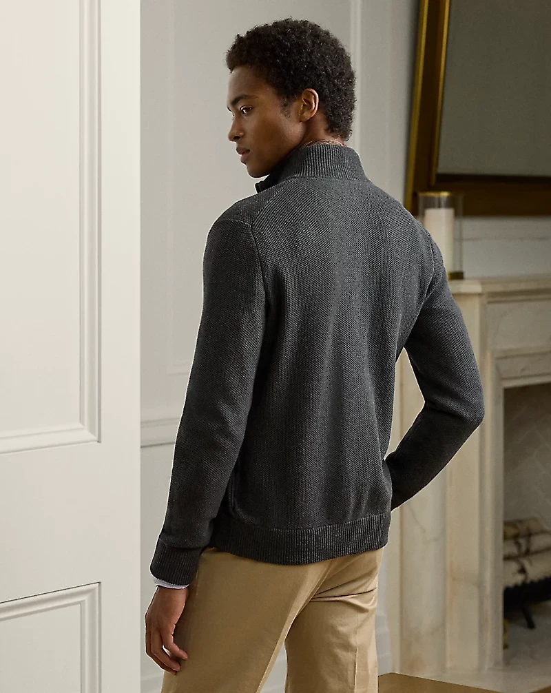 Silk-Cotton Full-Zip Sweater