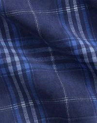 Plaid-Print Suede Overshirt