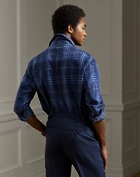 Plaid-Print Suede Overshirt