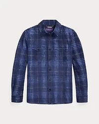 Plaid-Print Suede Overshirt