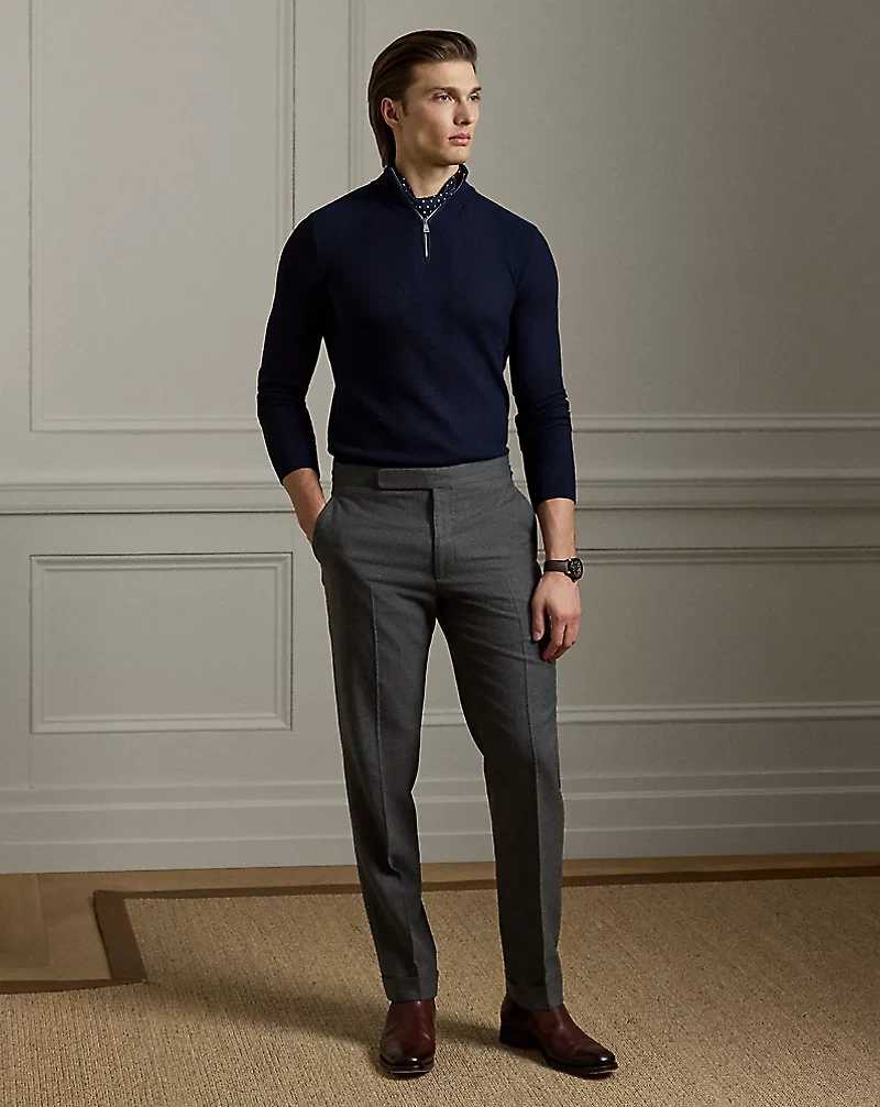 Textured Silk-Cotton Quarter-Zip Sweater