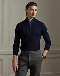 Textured Silk-Cotton Quarter-Zip Sweater