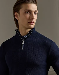 Textured Silk-Cotton Quarter-Zip Sweater