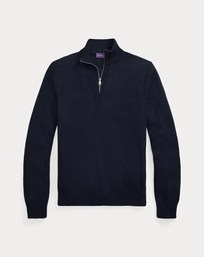 Textured Silk-Cotton Quarter-Zip Sweater