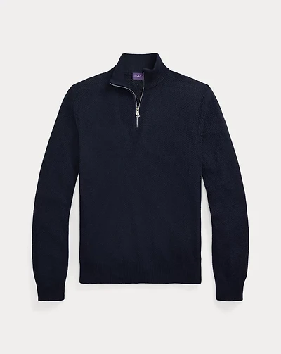 Textured Silk-Cotton Quarter-Zip Sweater