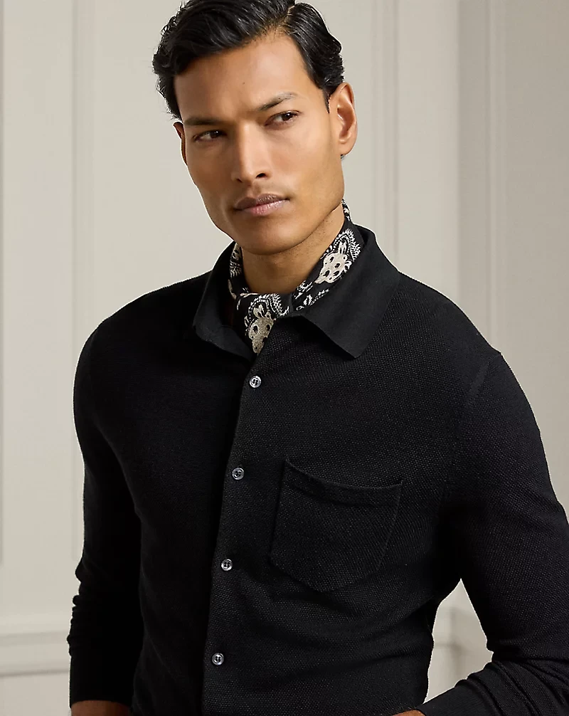 Textured Silk-Cotton Shirt Sweater