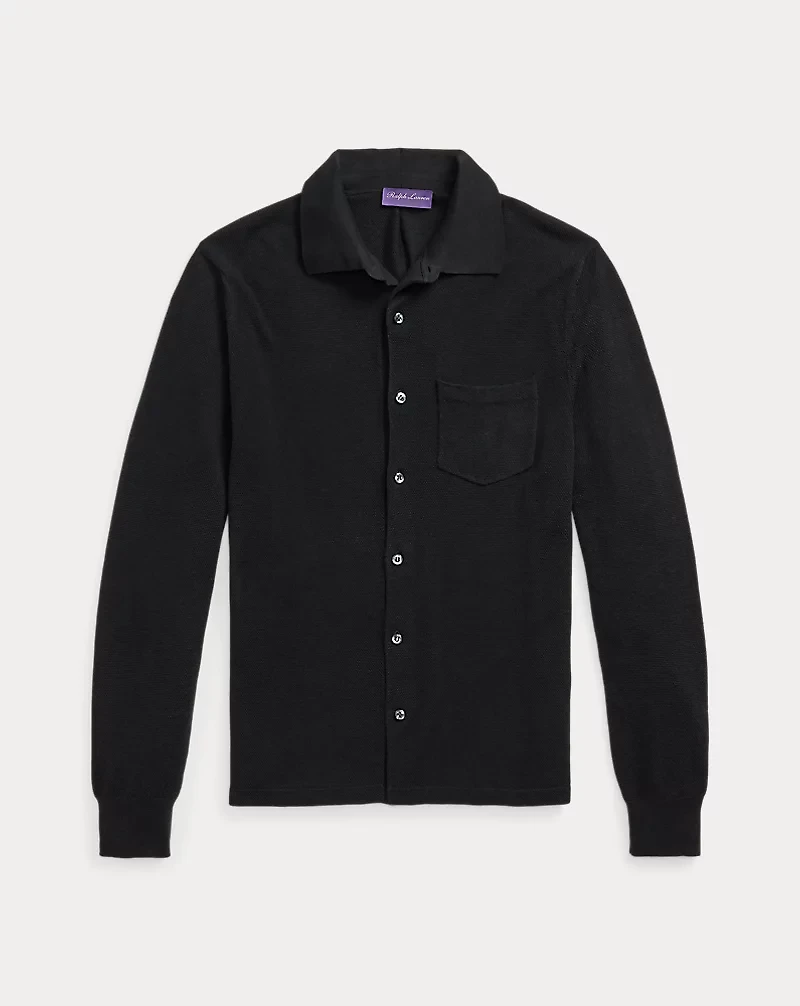 Textured Silk-Cotton Shirt Sweater