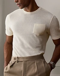 Linen-Cotton Piqué Pocket T-Shirt