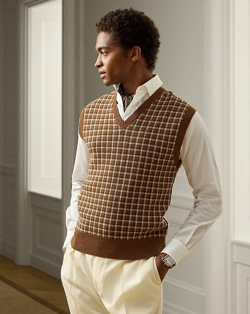 Plaid Cashmere Sweater Vest
