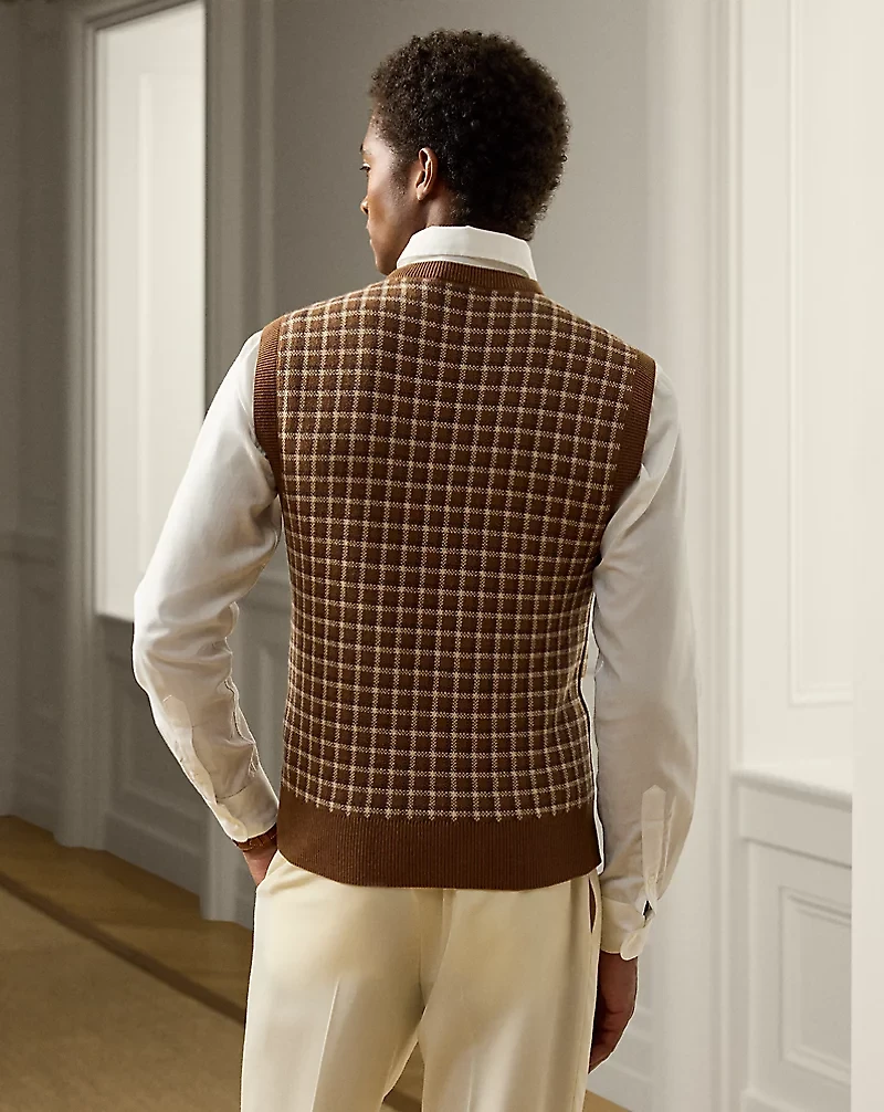 Plaid Cashmere Sweater Vest