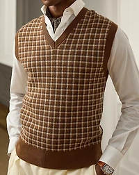 Plaid Cashmere Sweater Vest