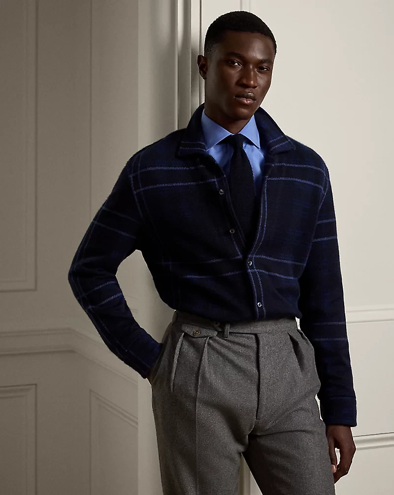 Plaid Cashmere Shirt Sweater