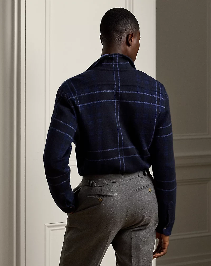 Plaid Cashmere Shirt Sweater