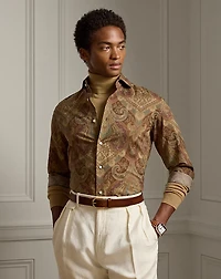 Paisley-Print Linen-Cotton Shirt