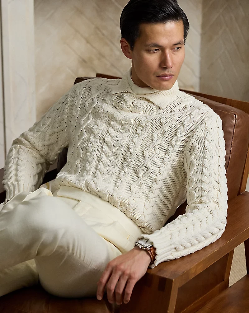 Cable-Knit Cotton-Blend Sweater