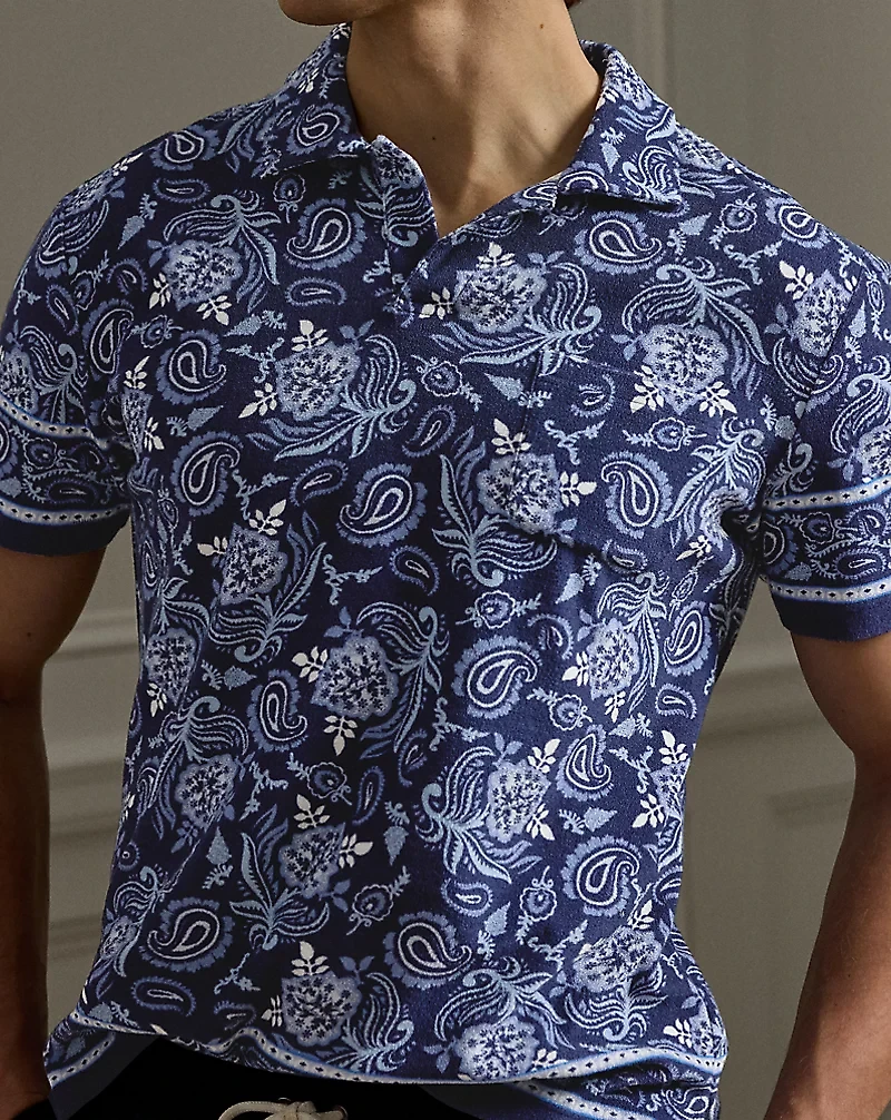 Paisley-Print Riviera Terry Polo Shirt