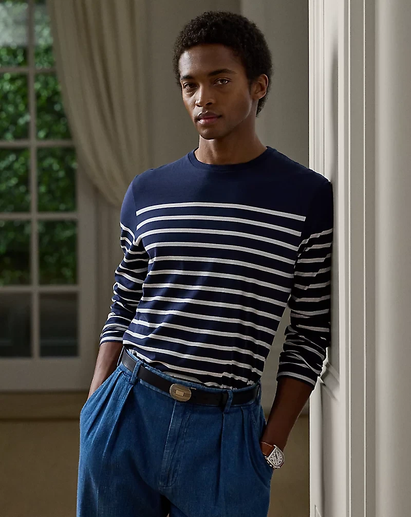 Striped Lisle Long-Sleeve T-Shirt 