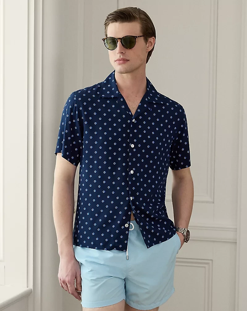Geometric-Print Camp Shirt