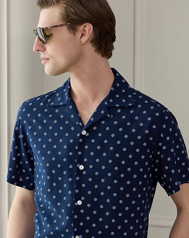 Geometric-Print Camp Shirt