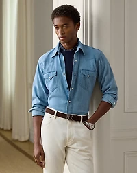 Cotton-Linen Denim Western Shirt