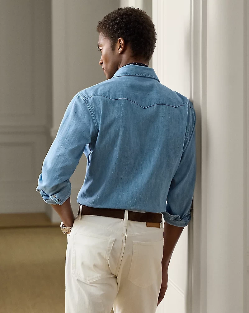 Cotton-Linen Denim Western Shirt