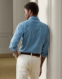 Cotton-Linen Denim Western Shirt