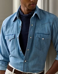 Cotton-Linen Denim Western Shirt