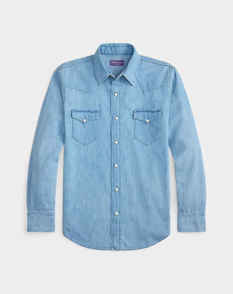 Cotton-Linen Denim Western Shirt