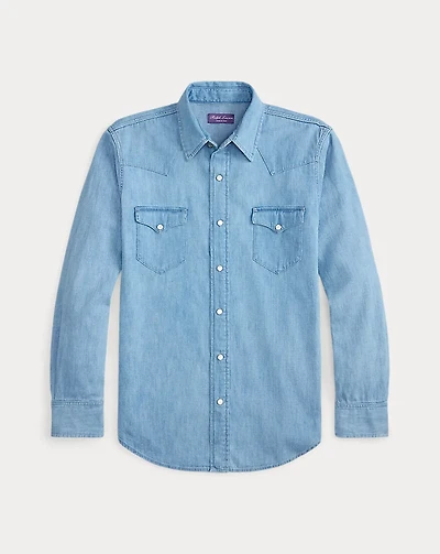 Cotton-Linen Denim Western Shirt