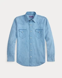 Cotton-Linen Denim Western Shirt