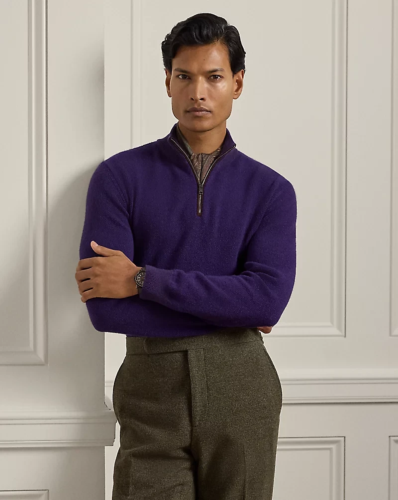 Birdseye Cashmere Quarter-Zip Sweater