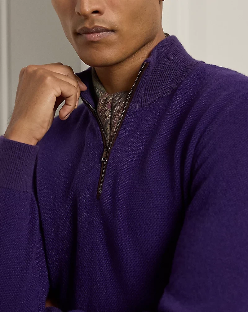 Birdseye Cashmere Quarter-Zip Sweater