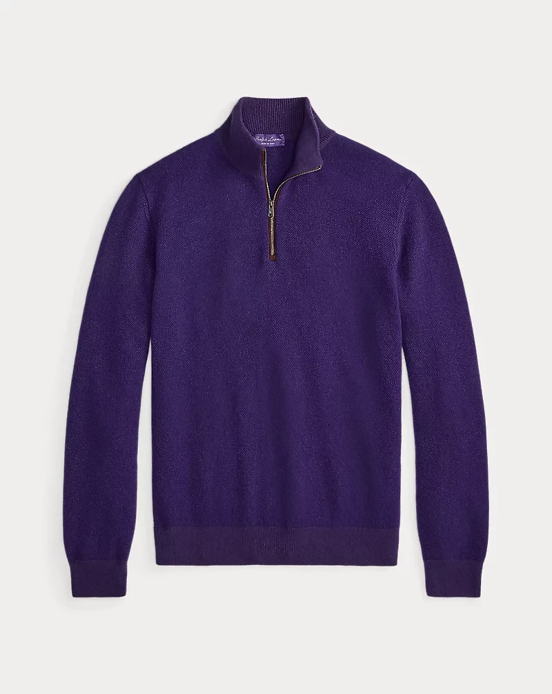 Birdseye Cashmere Quarter-Zip Sweater