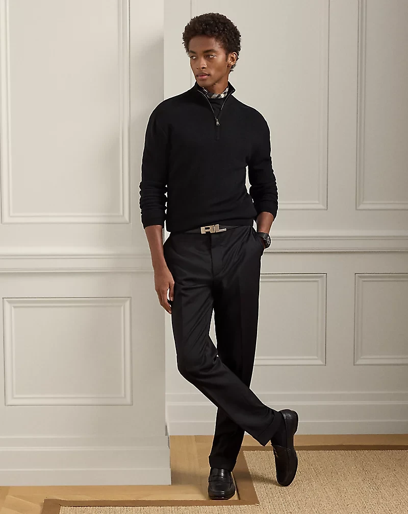 Piqué-Knit Wool Quarter-Zip Sweater