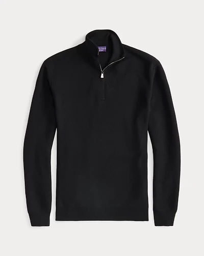Piqué-Knit Wool Quarter-Zip Sweater