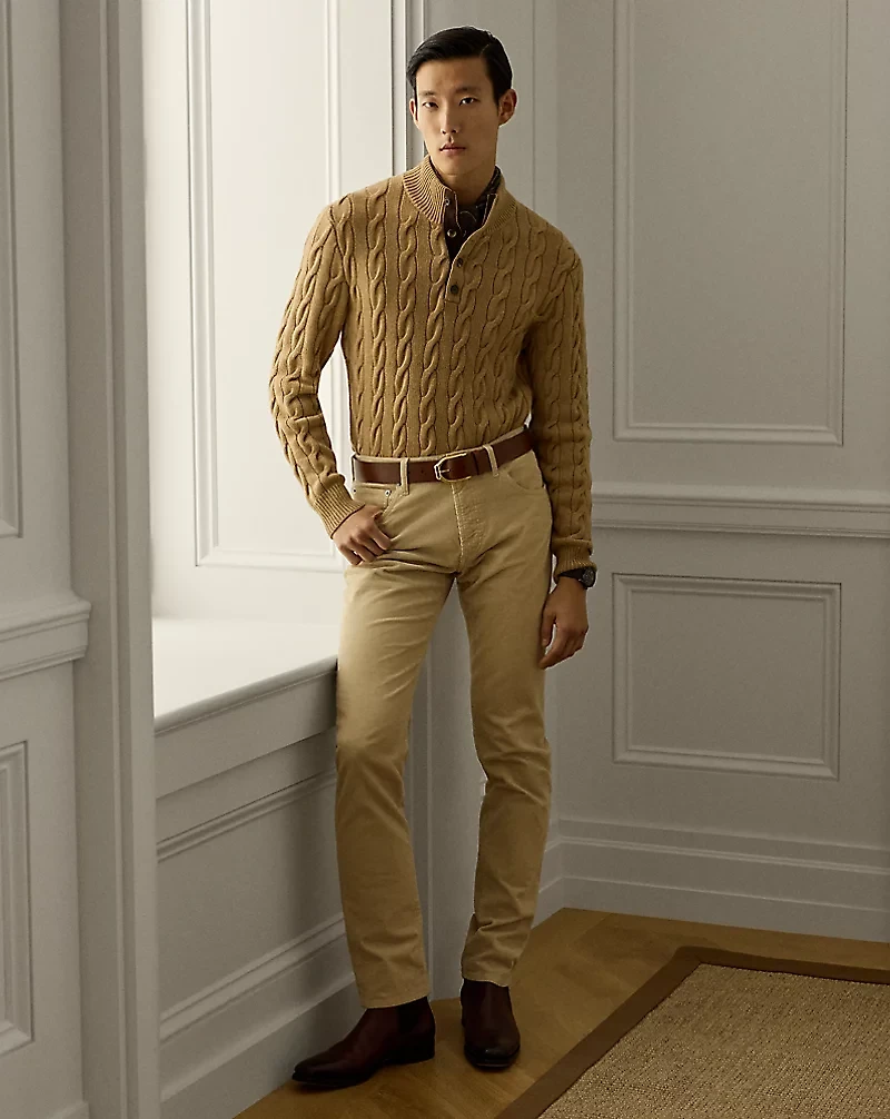 Cable-Knit Cashmere Mockneck Sweater