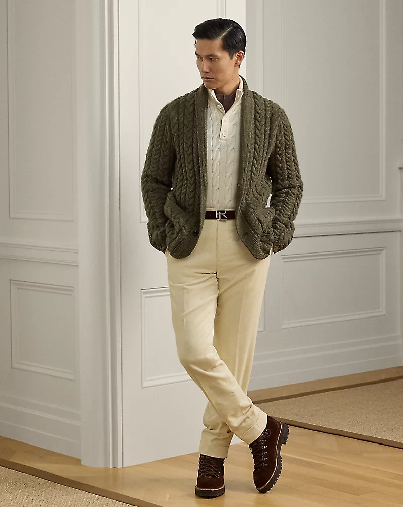 Cable-Knit Cashmere Mockneck Sweater