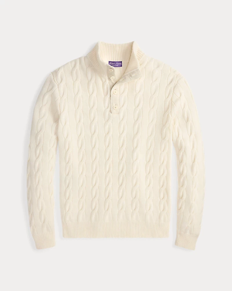 Cable-Knit Cashmere Mockneck Sweater
