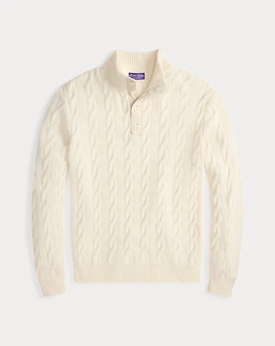 Cable-Knit Cashmere Mockneck Sweater